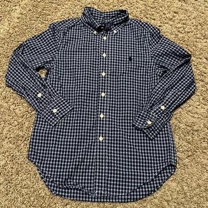 Ralph Lauren long sleeve button up blue and white plaid shirt size small 8